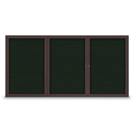 United Visual Products 18"x24" 1-Door Enclosed Outdoor Letterboard, Green Felt/Bronze Alum UV1166D-BRONZE-GREEN